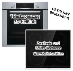Herdset Bosch Einbaubackofen Teleskopauszug Glaskeramikkochfeld Bräter autark 60 - Bild 1 von 12