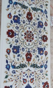 24''x18'' White Marble Inlay Coffee Dinning Table Top Porch Patio Counter Top - Picture 1 of 8