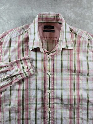 Мужская рубашка Zara Man Basic с длинным рукавом в клетку на пуговицах размер большой - Изображение 1 из 4