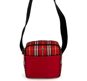 Vintage Burberry Nova Check Red Nylon Mini Crossbody Shoulder Bag Auth Japan - Picture 1 of 13