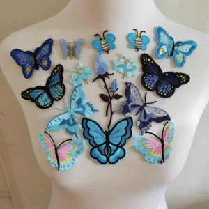 15Pcs Butterfly & Tiny Flower Embroidery Applique Patch Iron on Cotton Applique - Picture 1 of 5