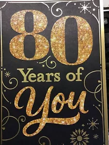 Hallmark GEBURTSTAGSKARTE 80. Geburtstag, ALTER 80 HAPPY BIRTHDAY 6 Auswahl 80-1 - Bild 1 von 18