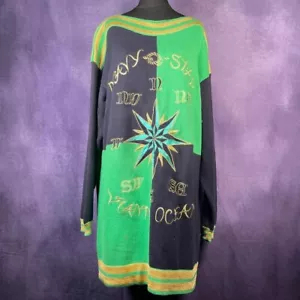 Vintage Años 80 Vianni Designer Verde Oro Negro Marina Estrella Talla 16 - Imagen 1 de 7