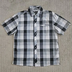 Smartwool (Mens Large) Button Up Short Sleeve Shirt Plaid Gray Merino Wool - Picture 1 of 6