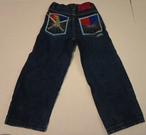 Y2K Coogi Australian Hip Hop Blue Denim Eagle Sword Embroidered Jeans Youth Kids - Picture 1 of 8