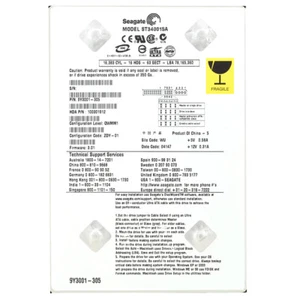Hard Drive Seagate ST340015A 40GB 5400RPM Ide Ata 3,5'' Inch - Picture 1 of 5
