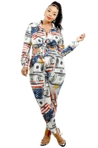 AMERIKANISCHE FLAGGE & DOLLAR DRUCK 2-TEILIGES LEGGING-SET - Bild 1 von 3