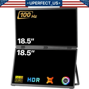 UPERFECT Dual UStation 18.5" Folding Monitor 100Hz Portable Display &Stand Used - Picture 1 of 20