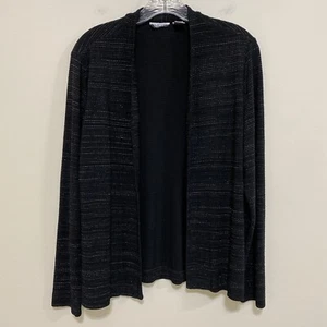 Chico's Travelers Size 2 Black Silver Stripe Slinky Open Cardigan Acetate - Picture 1 of 3
