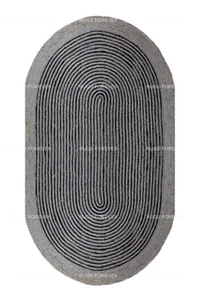 Oval Black Area Rug Hand Braided Natural Jute Living Room Bohemian Kilim 3x5 5x8 - Picture 1 of 30
