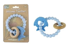 Koala Dream Textured Silicone Fish Teether - Blue | Baby Teething Toy, BPA-Free, - Picture 1 of 4