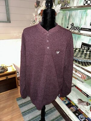 Vintage Big Dogs Fleece Sweater Mens XL Maroon Henley - Image 1 of 4