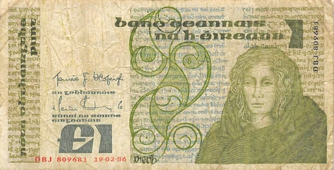 Ireland   1  Pound  19.02.1986  Series  DBJ  Circulated Banknote Top3 Cover