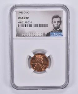 1937-D Lincoln Wheat Cent 1c MS66 RD NGC Special Label - Picture 1 of 5