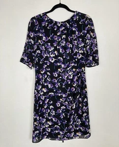Vestido Whistles Negro Púrpura Reino Unido 16 Mezcla de Seda Estampado de Viola Jocelyn Bodycon Cremallera - Imagen 1 de 12