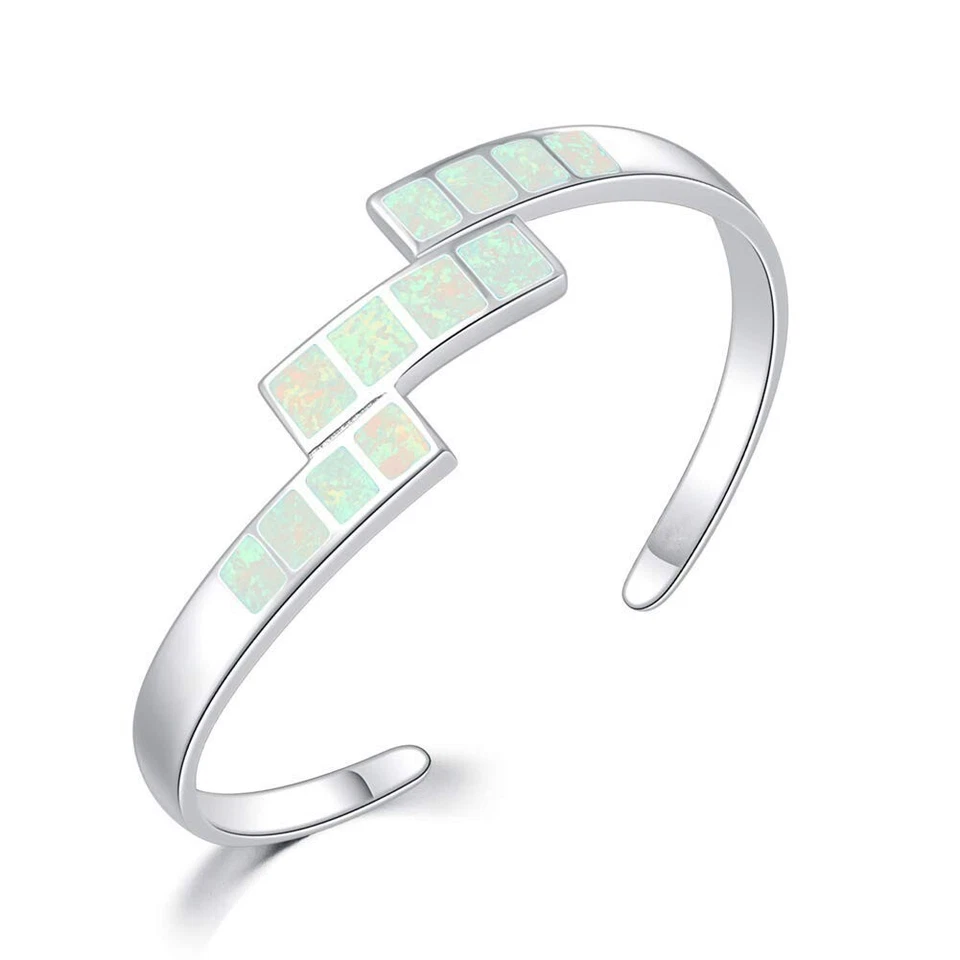 Moda Brazaletes finos de ópalo de fuego blanco 925 astilla joyería para mujer Foto 1 de 1