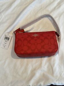 Coach Nolita 19 In Signature Canvas Handbag Wristlet Miami Red C3308