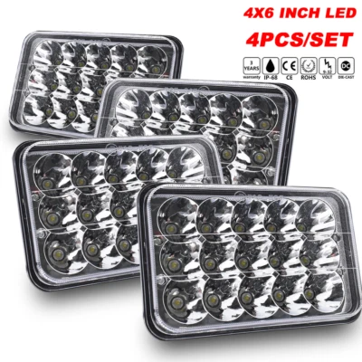 4pc 4x6" Inch LED Headlights Hi/Lo Beam DRL Fit GMC C4500 Chevrolet C5500 Kodiak - Image 1 of 4