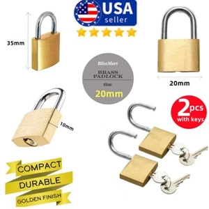 2PC Small Locks With 4 Keys, Mini Padlock for Luggage Lock, Backpack Locker USA - Picture 1 of 21