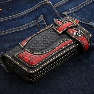 NEW INDIAN TATTOO INLAID COBRA SNAKE SKIN LEATHER WALLET TATTOO MOTORCYCLE BIKER - Picture 1 of 7