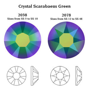 Genuine SWAROVSKI 2038 & 2078 Flat Backs Hot Fix Crystals * Many Colors * HotFix