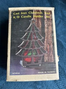 Cast Iron Christmas Tree K / D Candle Holder Set - Picture 1 of 7
