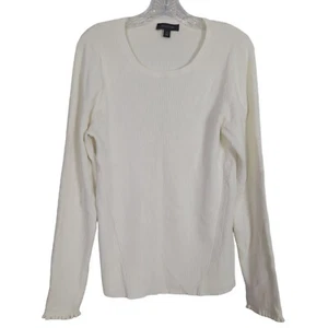Ann Taylor Mujer Suéter Talla XXL Blanco Acanalado Tejido Mangas Largas - Imagen 1 de 11