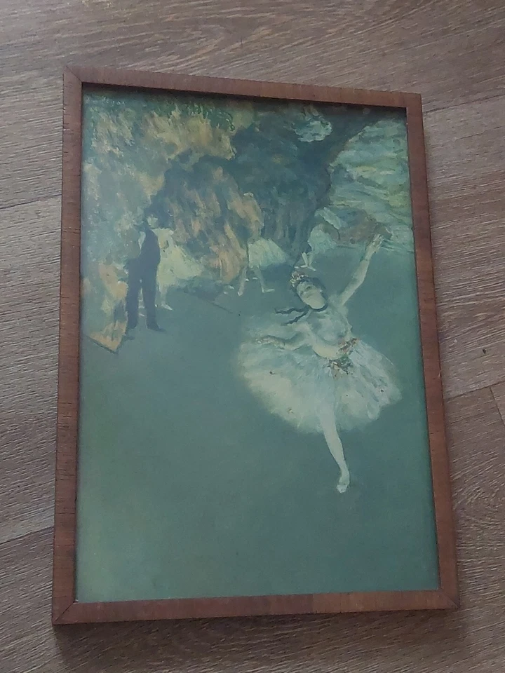 Antigua impresión enmarcada de escena Danseuse Sur de Edgar Degas 1834-1917, 29 cm X 20 cm Foto 1 de 4