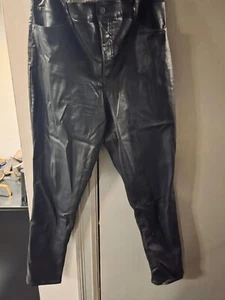EXPRESS WOMENS BLACK WAXED COATED PANTS SIZE 16L - Picture 1 of 9