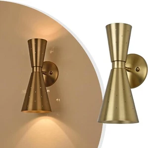 Brass Wall Sconce, Mid Century Modern Sconce Wall Lighting Up Down Gold Wall Sc - Picture 1 of 9