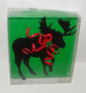 METAL REINDEER MOOSE ELK w RED BOW & BELLS DEPT 56 ORNAMENT WINTER IN THE WILD - Picture 1 of 5