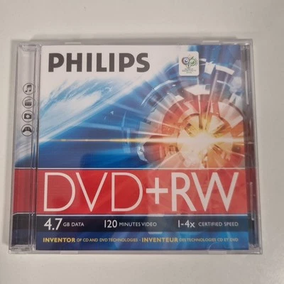 Genuine Philips DVD+RW 4.7GB 120 Mins 1-4x Speed Jewel Case Brand New Sealed - Image 1 of 4