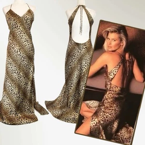 Y2K Victoria’s Secret Maxikleid seidiges Satin Leopardenmuster langes Schlupfkleid XL - Bild 1 von 10