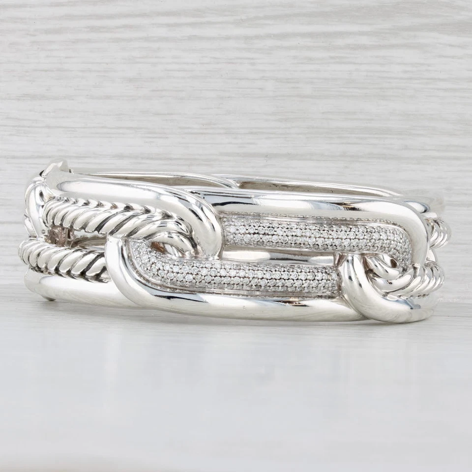 David Yurman Labrynth 1.20ctw Diamond Bangle Bracelet Sterling Silver 6.25" - Image 1 of 4
