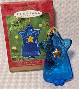 2000 Punze Andenken Weihnachtsschmuck blau Glas Engel Frieden - Bild 1 von 12