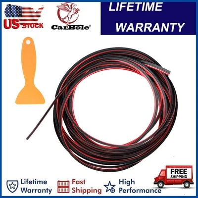 Red 5m Car Interior Door Gap Edge Line Insert Molding Trim Strip Deco Accessory - Image 1 of 4