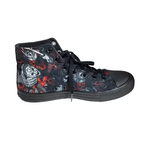 RAAD High Top Sneakers Japanese Samurai Skull Tattoo Black 7.5 Men / 9 Women - Picture 1 of 14