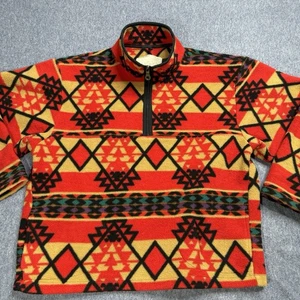 Giacca pile vintage Woolrich geometrica astratta azteca 1/4 zip USA grande ampia leggi - Foto 1 di 7