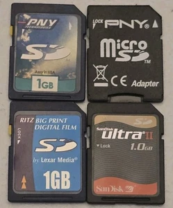 4 SanDisk And Pny Mixed Lots Of Memory Cards Camera 1G Cards - Picture 1 of 1