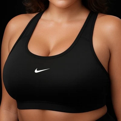 Sujetador deportivo acolchado de soporte medio para mujer Nike, negro, talla: mediano Foto 1 de 4