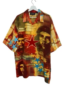 Dragonfly Mens Shirt Che Guevara All Over Print Short Sleeve Button Down 2XL - Picture 1 of 4