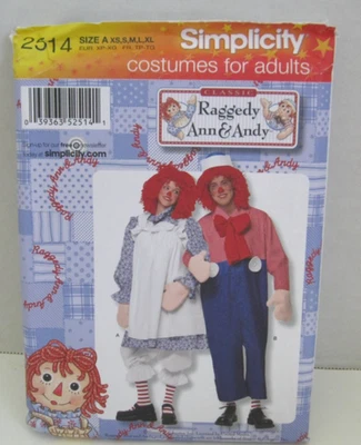 Simplicity 2514 Raggedy Ann & Andy Costume Pattern Adult XS-XL (30-48" Chest) UC - Image 1 of 2