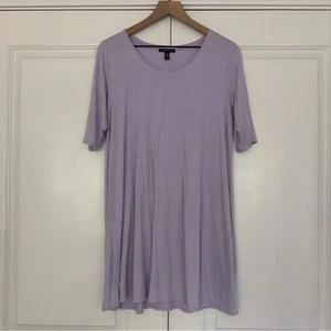 Eileen Fisher Lavender short sleeve mini shift dress solid stretch round neck M - Picture 1 of 6