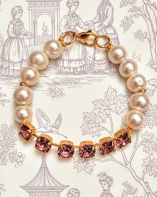 Pulsera GP de amatista natural y perlas grandes de agua dulce de 10,5 quilates en total  Foto 1 de 4