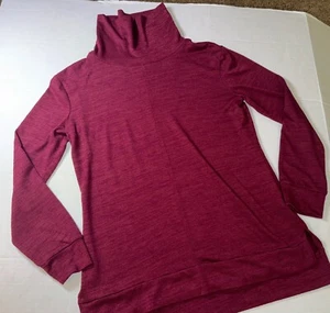 a new day casual cowl neck maroon winter outwear sweater size small side slits - Picture 1 of 9