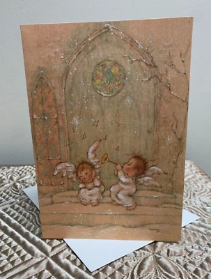 Feliz Navidad Mary Hamilton Gabriel Ángel Ángeles Brillo Trompeta Sello Tarjeta Foto 1 de 4