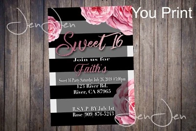 Sweet 16 Party Invitation (You Print) - Image 1 of 2
