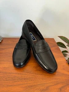 Mocasines Bragano Penny de cuero genuino negros para hombre talla 10,5 m - Imagen 1 de 16