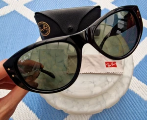 Ray Ban ' RB 4152 Vagabond 601/58 ' Polished Black Sunglasses Italy VGC ***RARE - Picture 1 of 13