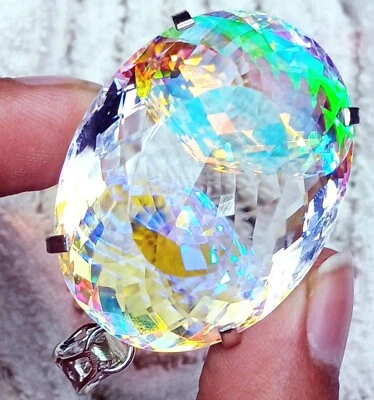 163.70 Ct Mystic Quartz Multi-Color GS Solid Silver Pendant Certified Loose Gems - Image 1 of 4